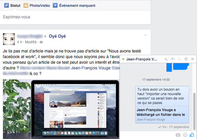 Tchat Facebook at work
